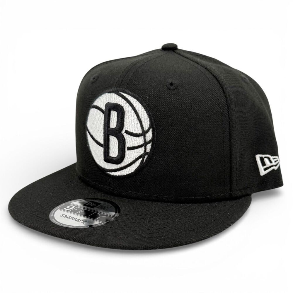 NWT New Era Brooklyn Nets NBA Basic 9FIFTY Snapback Embroidered Hat Black